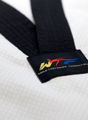 ADI-FLEX Taekwondo Uniform W/ Stripes - White/Black, 190cm 190cm