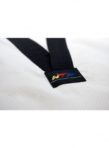 ADI-FLEX Taekwondo Uniform W/ Stripes - White/Black, 210cm 210cm