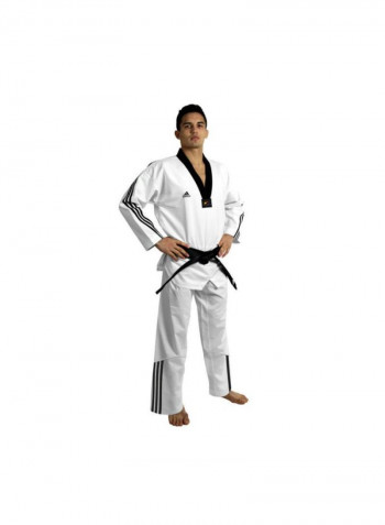 ADI-FLEX Taekwondo Uniform W/ Stripes - White/Black, 210cm 210cm