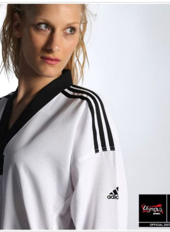 Taekwondo Lady Dobok Uniform - White/Black, 210cm 210cm