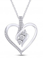 Natural Diamond Heart Pendant Necklace