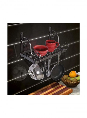 Petite Bookshelf Wall Pot Rack Black 16x10x10inch