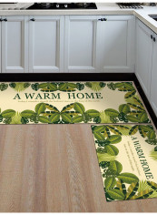 Plant And Letter Print Supple Washable Floor Mat Multicolour 140(W)x200(L)centimeter