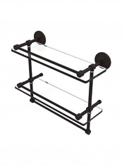 Gallery Double Towel Bar Glass Shelf Clear/Black 16inch