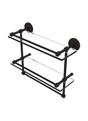 Gallery Double Towel Bar Glass Shelf Clear/Black 16inch