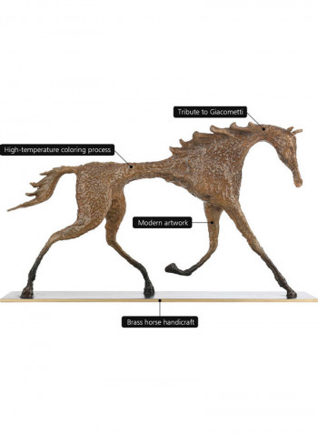 Tribute to Giacometti Brass Horse Sculpture Brown