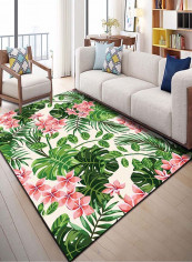 Pastoral Flowers Pattern Water Absorbent Door Mat Multicolour 140x200cm
