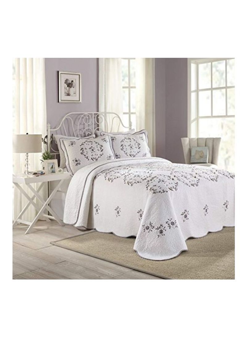 Cotton Filled Bedspread White/Black 102x118inch