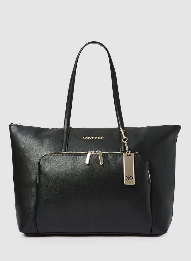 Faux Leather Tote Bag Black