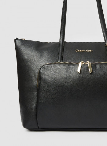Faux Leather Tote Bag Black