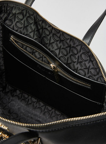 Faux Leather Tote Bag Black