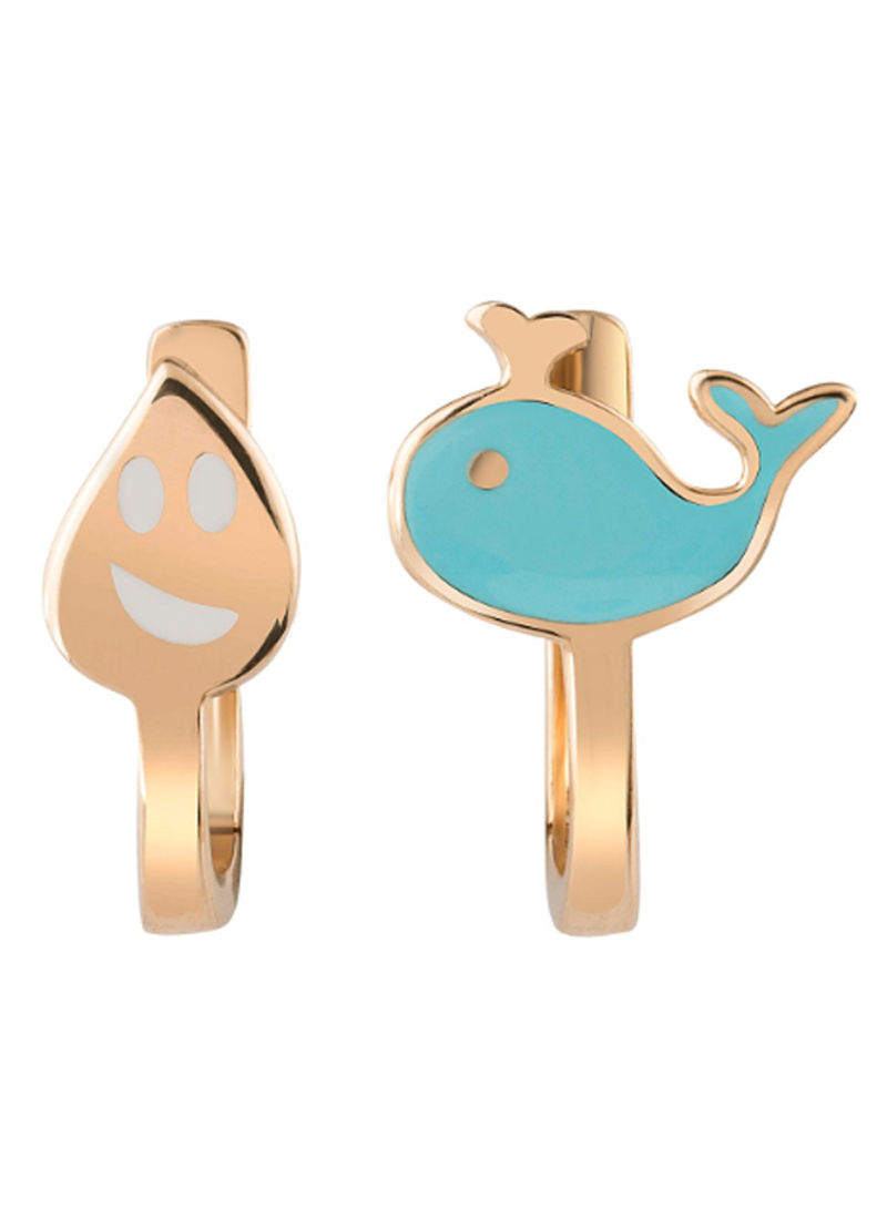 18K Gold Dolphin Clip On Earrings