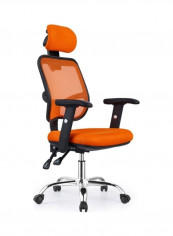 Household Breathable Mesh, Office, Lounge Rotating Chair with Bird-Shaped Handrail Orange/Black