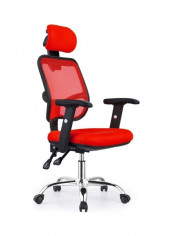 Household Breathable Mesh, Office, Lounge Rotating Chair with Bird-Shaped Handrail Red/Black