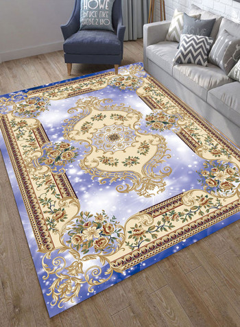 Floral Print Anti-Skid Soft Mat Purple/Brown 140X200centimeter