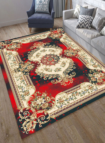 Floral Print Anti-Skid Soft Mat Red/Brown 140X200centimeter