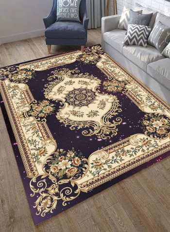 Floral Print Anti-Skid Soft Mat Purple/Brown 140X200centimeter