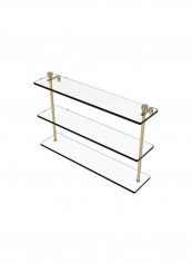 3-Tier Glass Shelf Clear/Brown 22inch