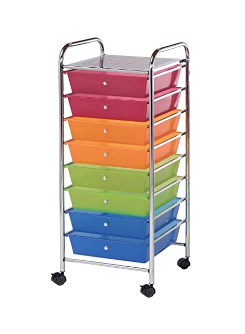 8-Drawer Storage Cart Pink/Orange/Green