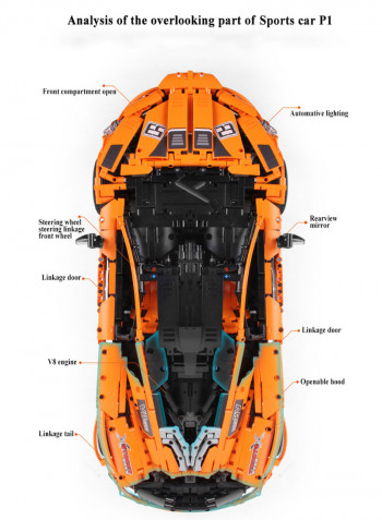 Porsche 911 GT3 RS 1/8 Sport Car Model Building Blocks Bricks Toy 62cm