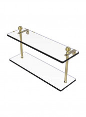 Mambo Collection Two Tiered Glass Shelf Clear/Gold 16inch