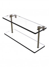 Two Tiered Glass Shelf Clear/Silver 16inch
