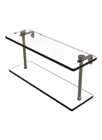 Two Tiered Glass Shelf Clear/Silver 16inch