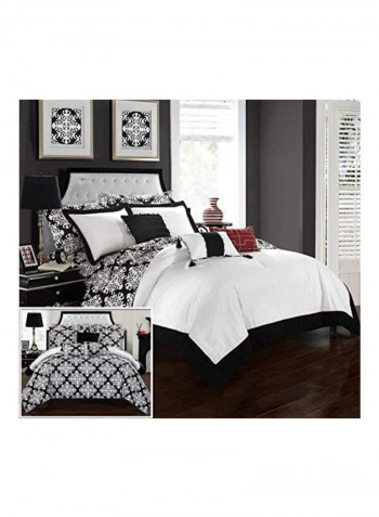 10-Piece Reversible Comforter Set Black/White Queen