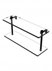 Two Tiered Glass Shelf Clear/Black 16inch