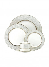5-Piece Pearl Beads Designed Dinnerware Set White