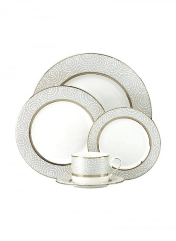 5-Piece Pearl Beads Designed Dinnerware Set White