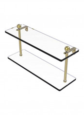 2-Tier Glass Shelf Clear/Gold 22inch