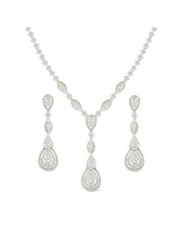 Rhodium Plated Cubic Zirconia Studded Jewellery Set