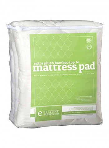 Bamboo Mattress Pad With Fitted Skirt White King