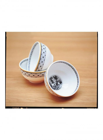 4-Piece Audun Ferme Bowl White/Black/Yellow 3L