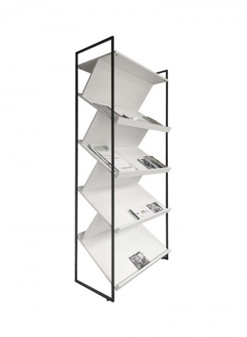 Iron Magazine Rack White/Black 82x43x186centimeter