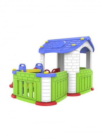 Big Indoor/Outdoor Playhouse with Slide and Playgym 187x185x119cm