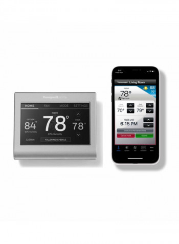 Smart Wi Fi 7 Day Programmable Color Touch Thermostat Silver 11.4x8.9x2.2cm