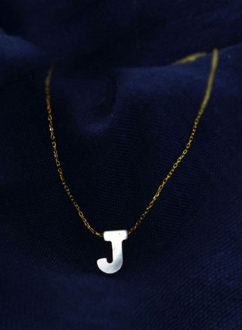 18 Karat Gold J Letter Mother Of Pearl Jewellery Set