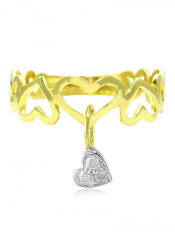 18 Karat Solid Yellow Gold 0.03 Carat Genuine Diamonds Heart Drop Ring