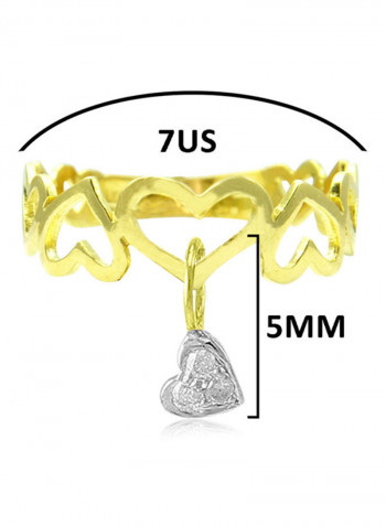 18 Karat Solid Yellow Gold 0.03 Carat Genuine Diamonds Heart Drop Ring
