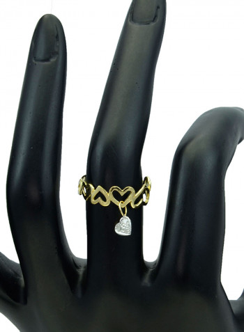 18 Karat Solid Yellow Gold 0.03 Carat Genuine Diamonds Heart Drop Ring