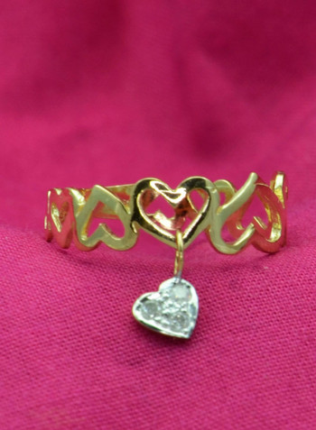 18 Karat Solid Yellow Gold 0.03 Carat Genuine Diamonds Heart Drop Ring