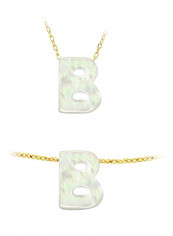 18 Karat Gold B Letter Mother Of Pearl Jewellery Set