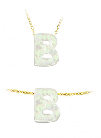 18 Karat Gold B Letter Mother Of Pearl Jewellery Set