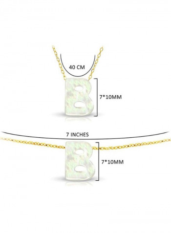 18 Karat Gold B Letter Mother Of Pearl Jewellery Set