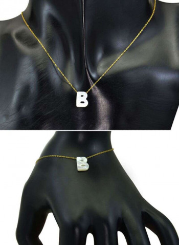 18 Karat Gold B Letter Mother Of Pearl Jewellery Set
