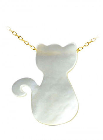 18 Karat Gold Cat Shape Mother Of Pearl Necklace