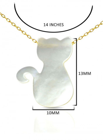 18 Karat Gold Cat Shape Mother Of Pearl Necklace
