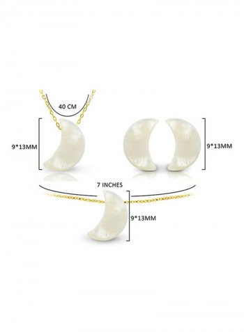 18 Karat Gold Crescent Shape Mother Of Pearl Jewellery Set